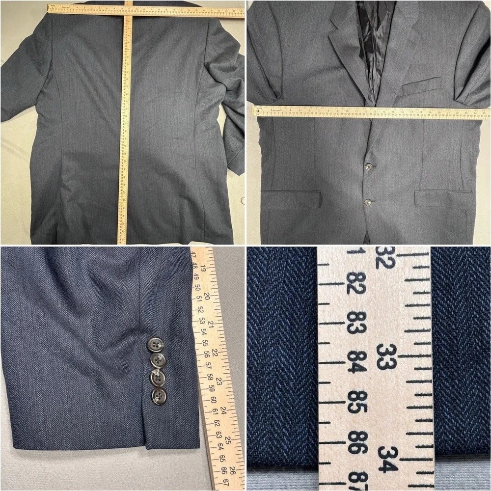 Vintage Lauren Ralph Lauren Blazer Men 48L Navy Blue Herringbone Wool Jacket 90s